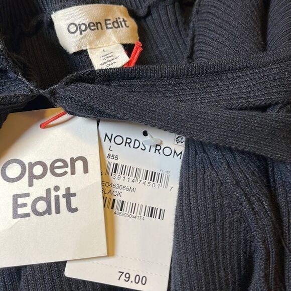 OPEN Edit Crop Top & Sweater Ribbed Dress In Black Large 2 piece set retail $79 - Picture 3 of 3